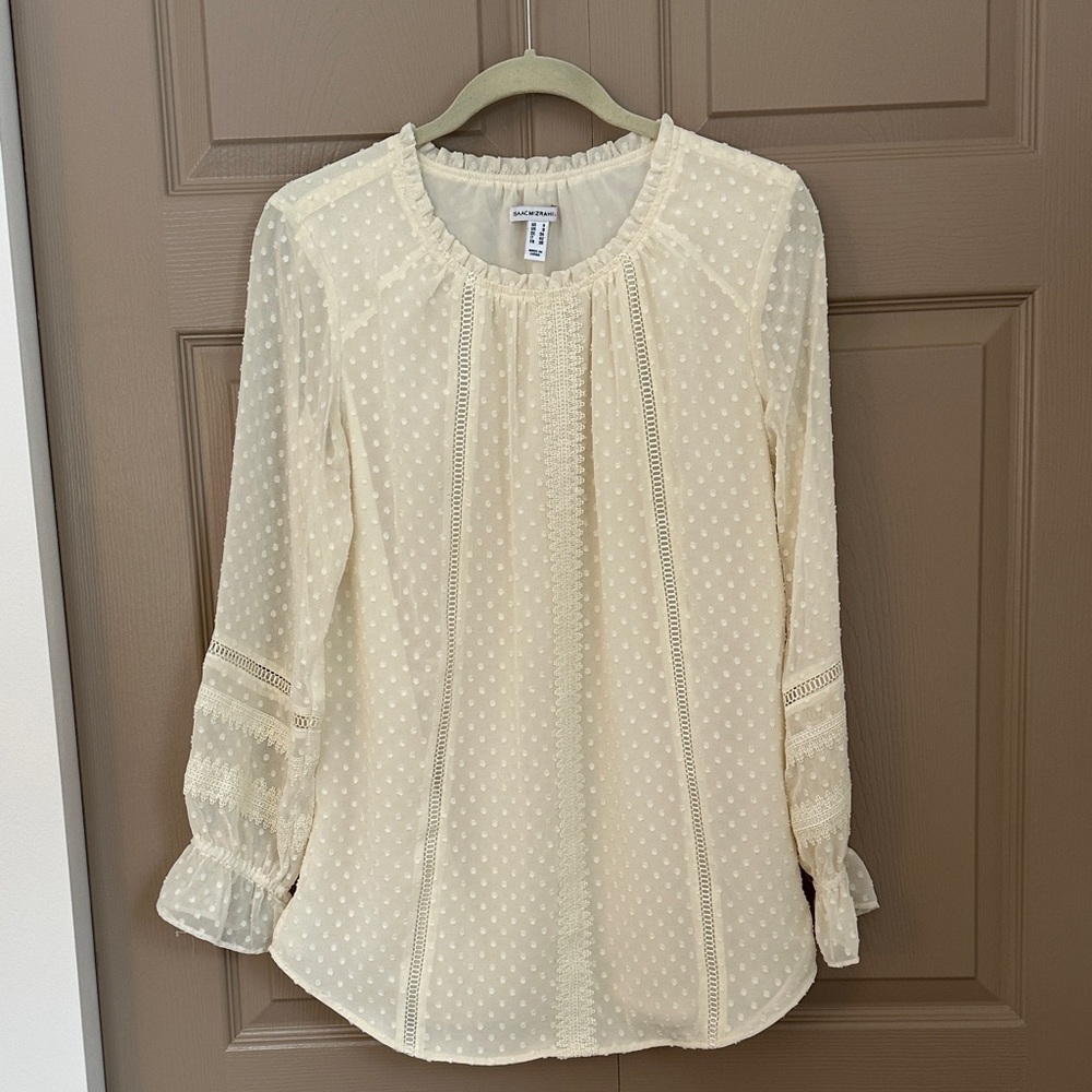 Isaac Mizrahi Ivory Boho Blouse with Textured Design